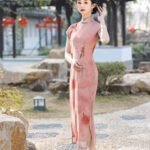 Long pink cheongsam