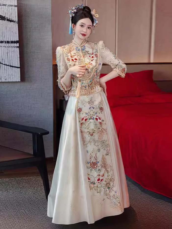 chinese collar wedding dress-