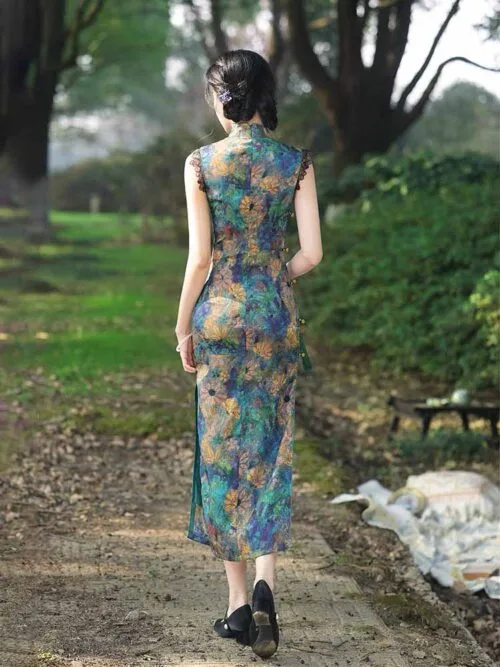 floral cheongsam dress