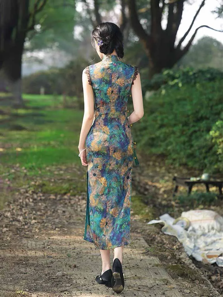 floral cheongsam dress