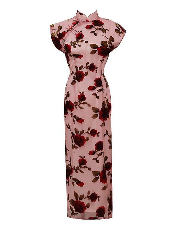 long pink qipao