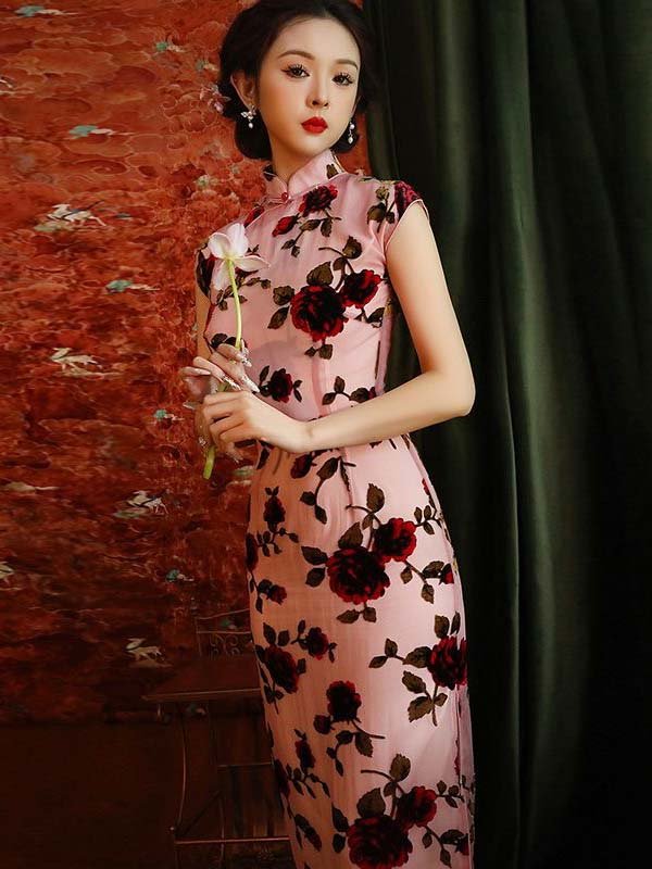 pink qipao dress