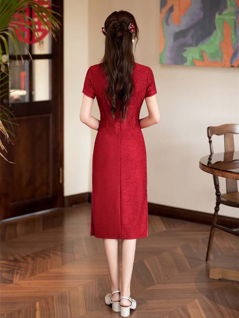 red lace qipao