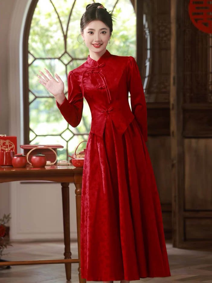 red qipao wedding dress