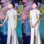 Champagne Red Mermaid wedding qipao dress lace embroidery photo review
