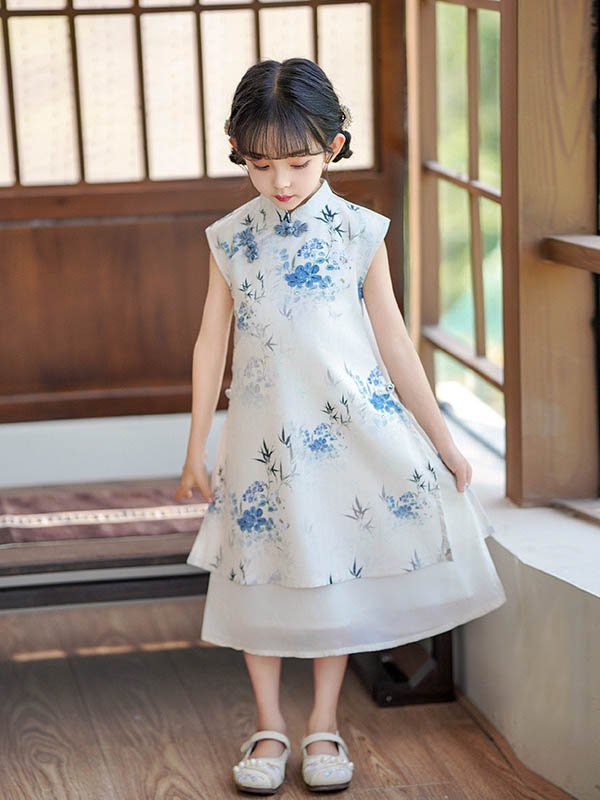 Cheongsam dress girls sleeveless