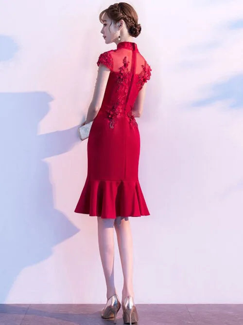 red short wedding dress short red wedding dresses Ruched Sweetheart A-line Satin Red Short Bridesmaid Dress loveangeldress