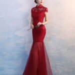 Chinese collar wedding gown