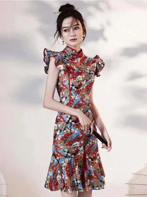Modern Chinese fashion styles short qipao dress - Image 2
