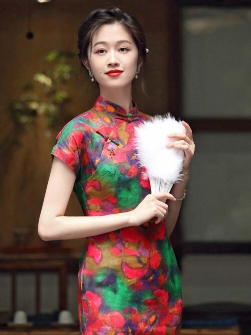 Linen Chinese traditional clothing cheongsam dress women - Image 6