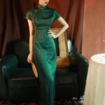 Green cheongsam dress