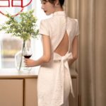 White cheongsam dress