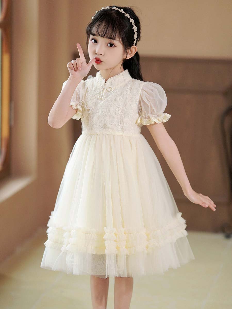 apricot girl Cheongsam dress