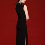 black cheongsam dress