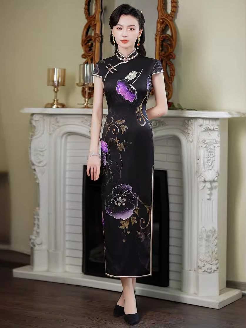 black cheongsam