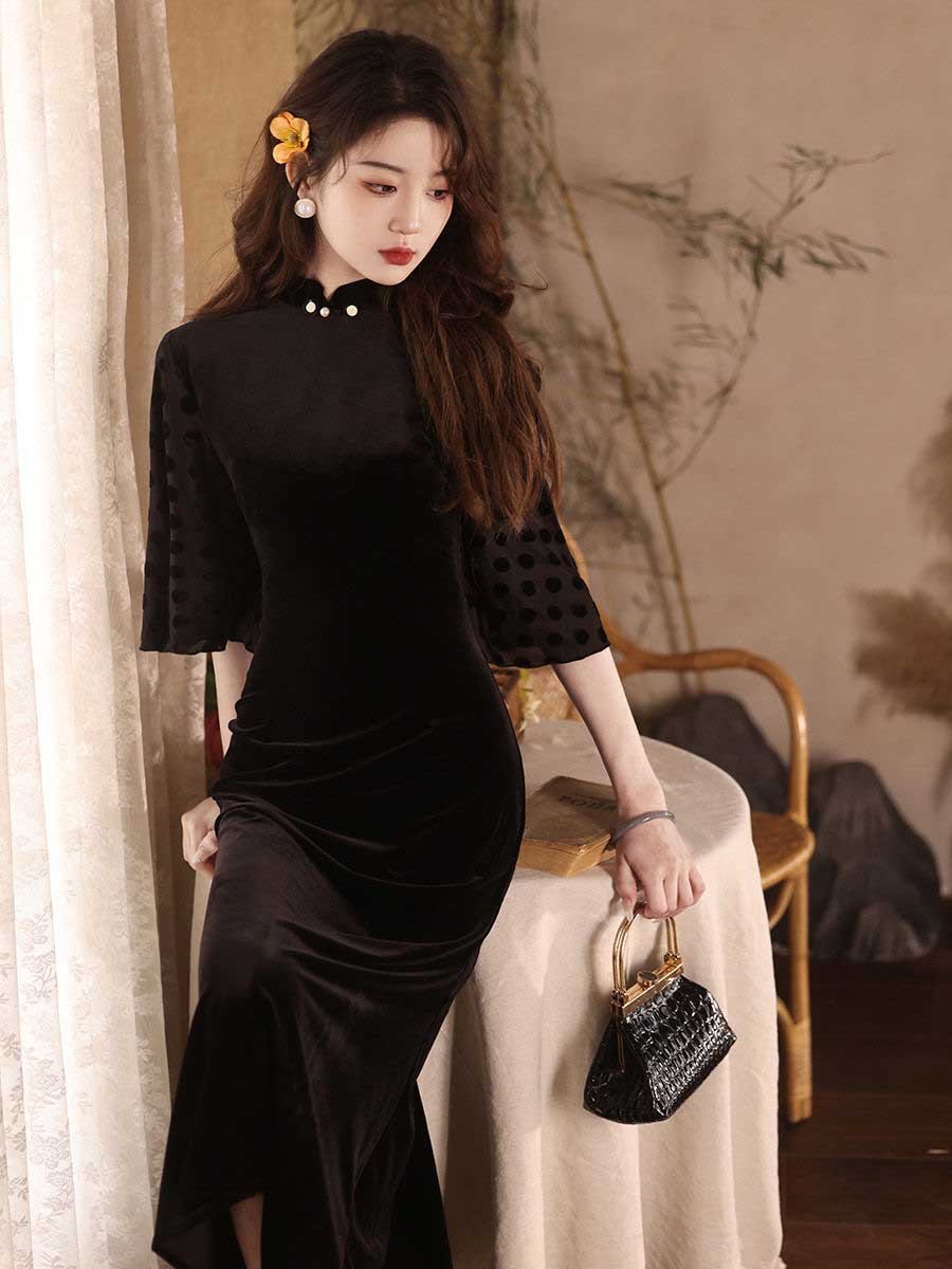 black velvet qipao