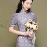 blue lace cheongsam