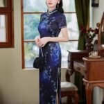 blue qipao dress