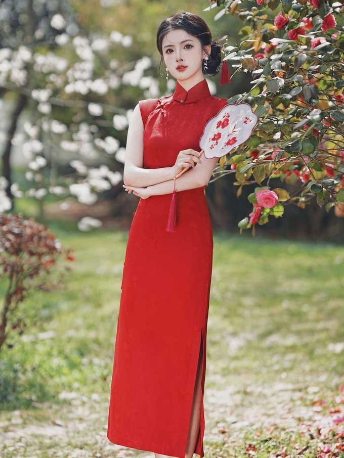 cheongsam red dress