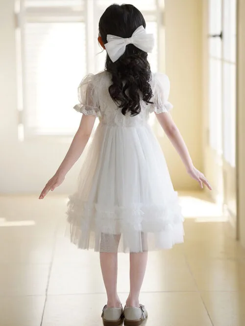 White pink lace girls cheongsam dress - Image 4