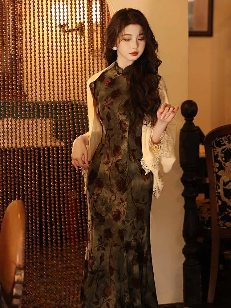 green cheongsam