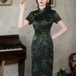 green qipao dress