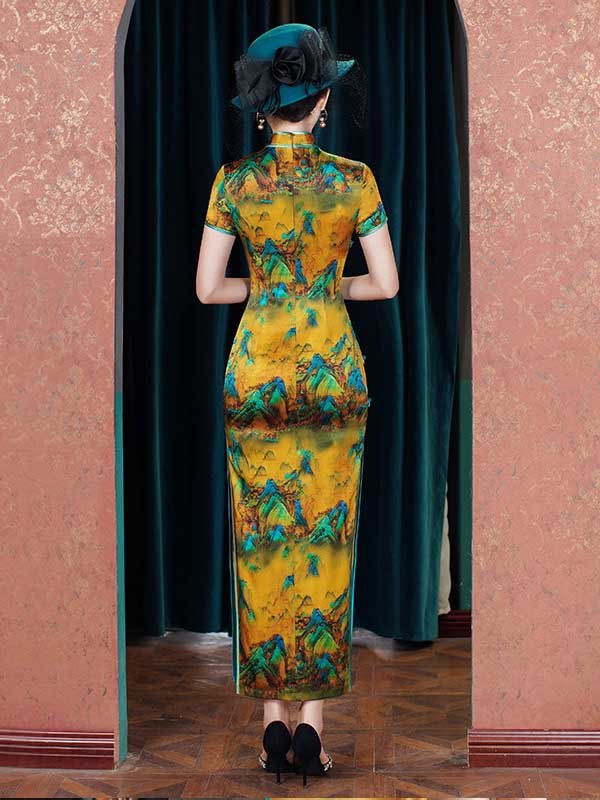 long silk qipao dress