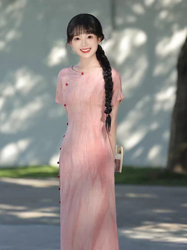 pink qipao dress