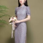 purple cheongsam dress