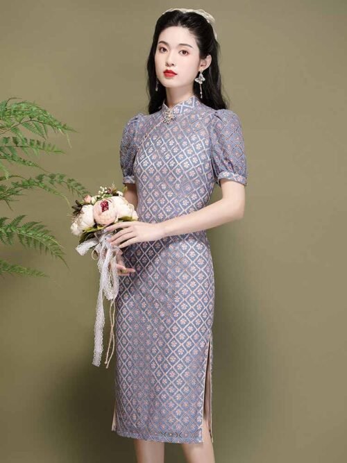 purple cheongsam dress