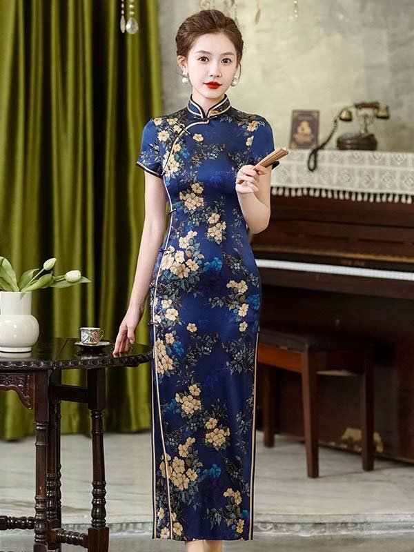 qipao dress blue