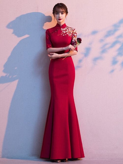 Fishtail red cheongsam dress wedding Qipao - Image 5