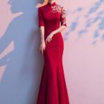 red cheongsam dress