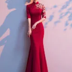 red cheongsam dress