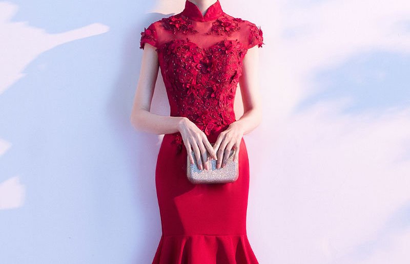 red wedding qipao dress