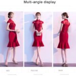 short red cheongsam dress