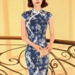 silk blue cheongsam