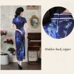 silk long blue qipao