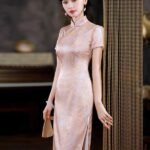 silk pink cheongsam