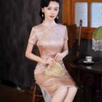 silk pink qipao