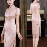 silk pink qipao dress