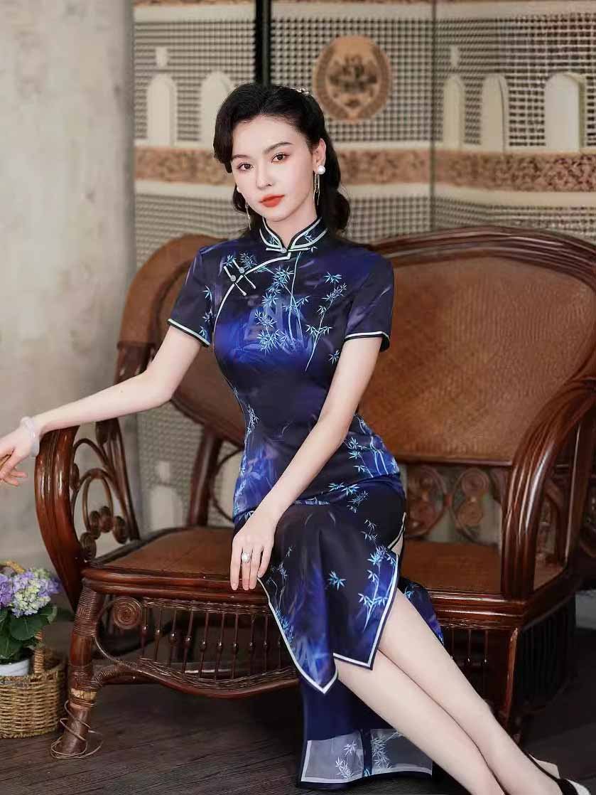 silk qipao dress long