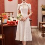 white bridal qipao