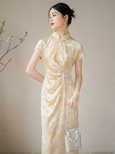 Liliane Jacquard Halter Cheongsam Dress