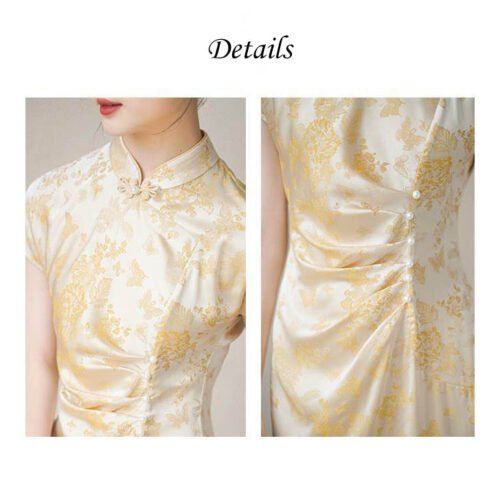 Yellow cheongsam details