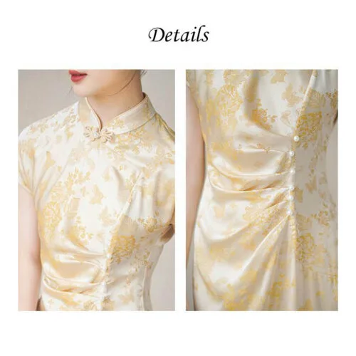 Yellow cheongsam details