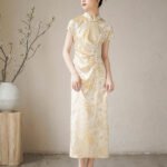 Yellow cheongsam dress