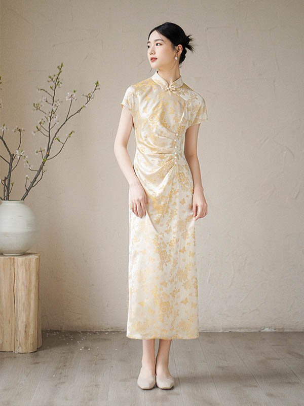 Yellow cheongsam dress