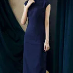 blue cheongsam dress
