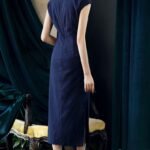 dark blue cheongsam dress